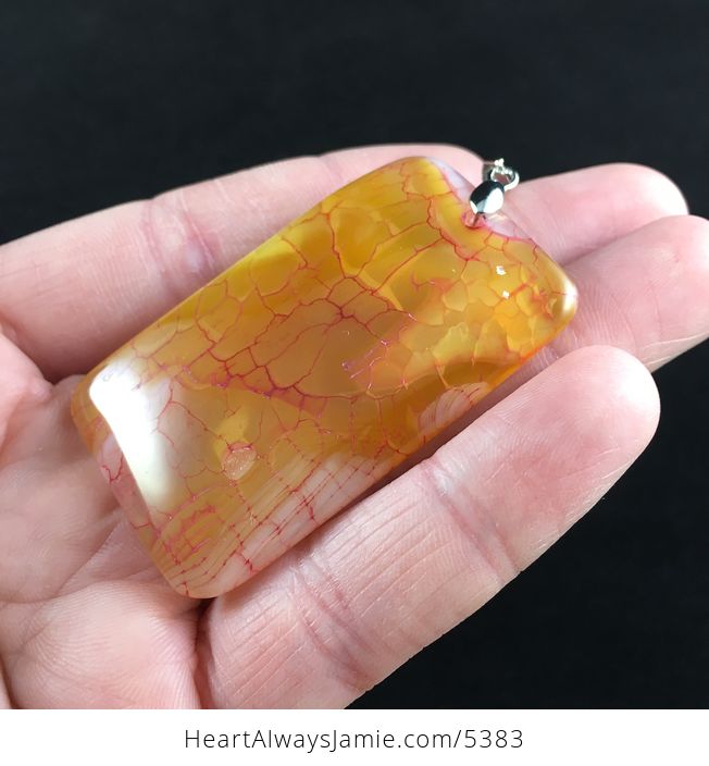 Rectangle Shaped Red and Orange Dragon Veins Agate Stone Jewelry Pendant - #uUTnr415dXk-4