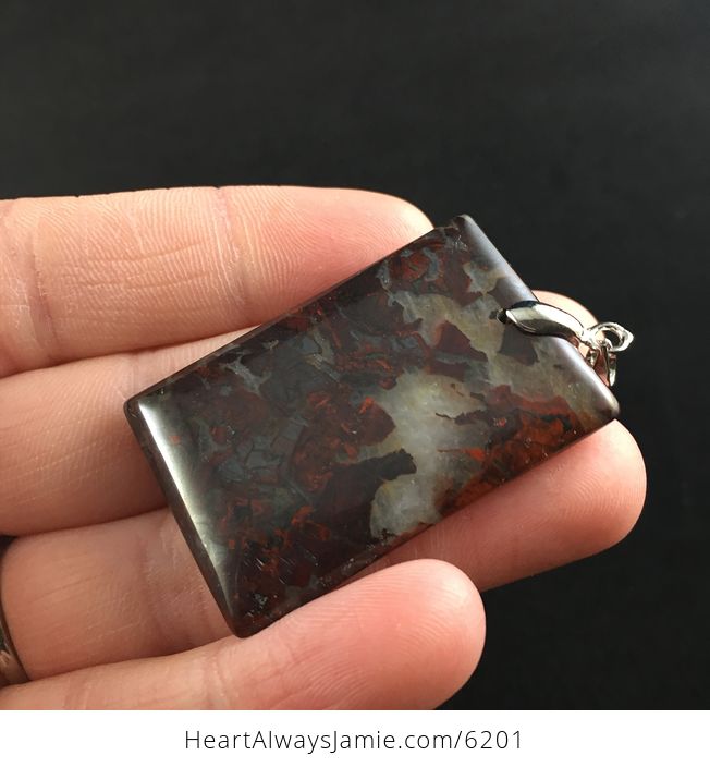 Rectangle Shaped Red Jasper Druzy Stone Jewelry Pendant - #QWkPg0TIy6Y-7