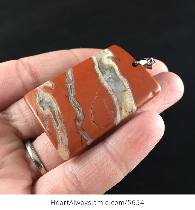Rectangle Shaped Red Jasper Druzy Stone Jewelry Pendant - #f0xNJ3iSB4o-3