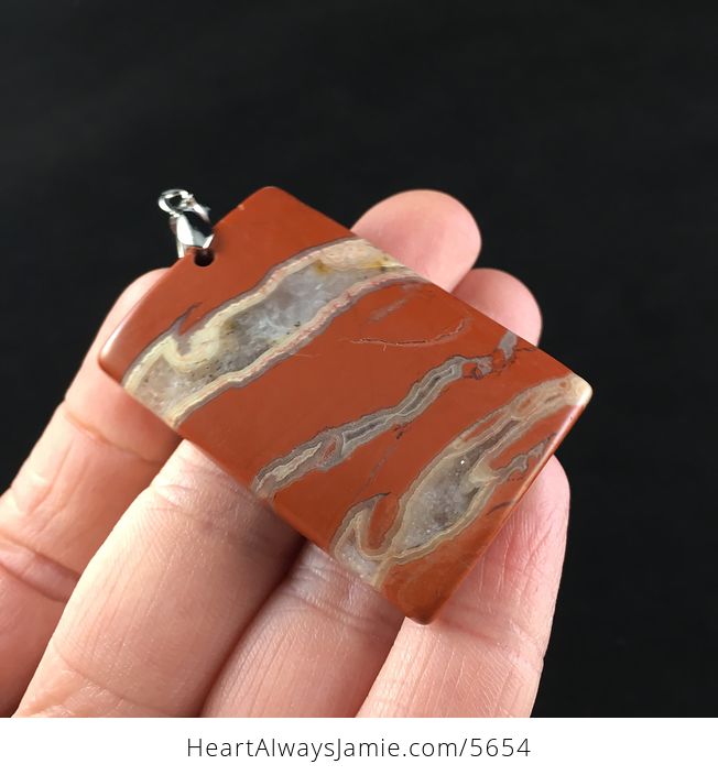 Rectangle Shaped Red Jasper Druzy Stone Jewelry Pendant - #f0xNJ3iSB4o-4