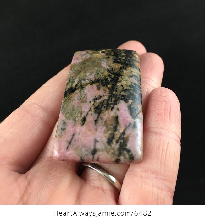 Rectangle Shaped Rhodonite Stone Jewelry Pendant - #AJSR1ZjGIy0-2