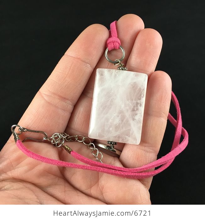 Rectangle Shaped Rose Quartz Jewelry Pendant Necklace - #zO5UwWV3jn0-1