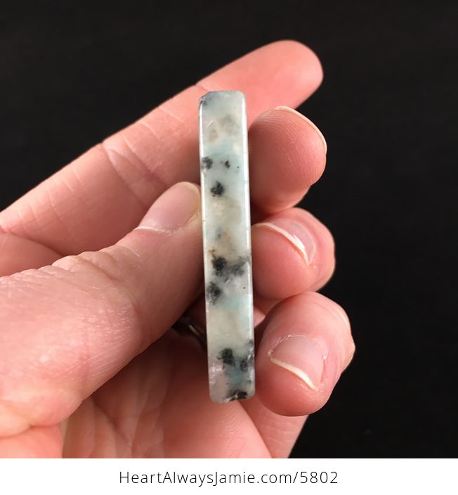 Rectangle Shaped Spotted Kiwi Jasper Stone Jewelry Pendant - #5puXlQynllo-5