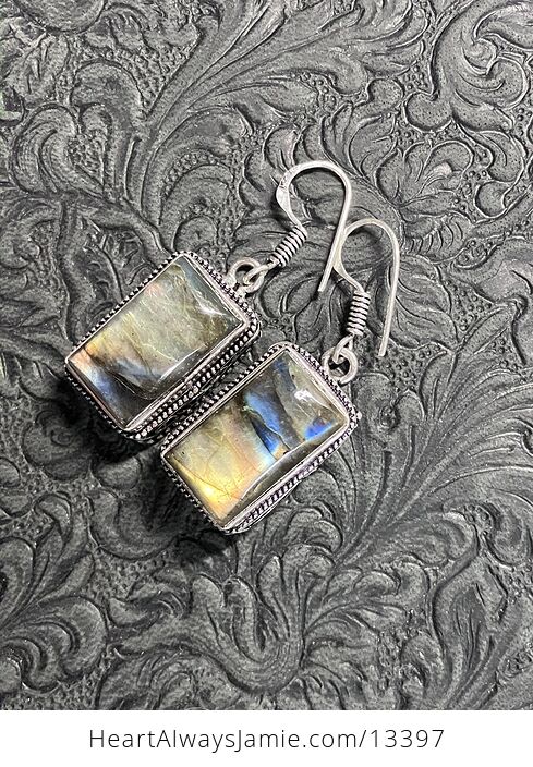 Rectanglular Labradorite Stone Crystal Jewelry Earrings - #8lKIJbTqTk0-4