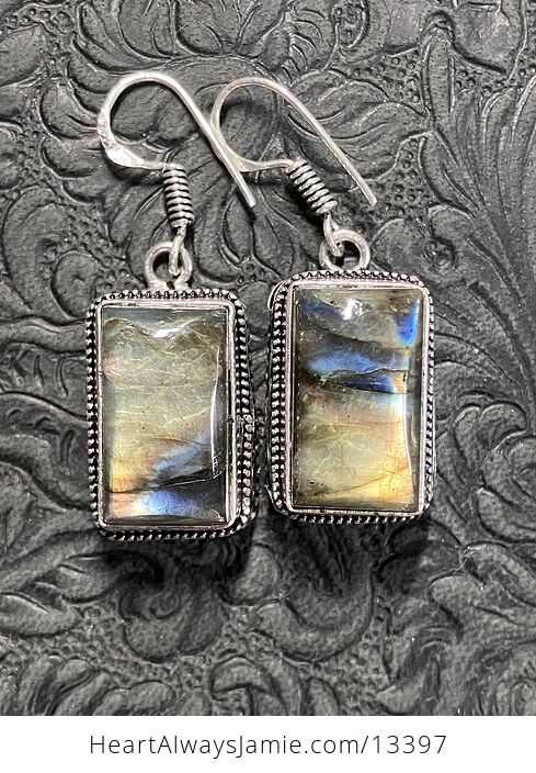 Rectanglular Labradorite Stone Crystal Jewelry Earrings - #8lKIJbTqTk0-5