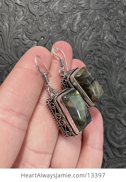 Rectanglular Labradorite Stone Crystal Jewelry Earrings - #8lKIJbTqTk0-7