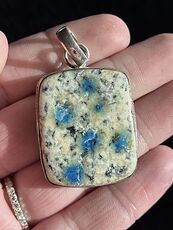 Rectangular K2 Azurite in Granite Stone Crystal Jewelry Pendant #6kardX8a3No