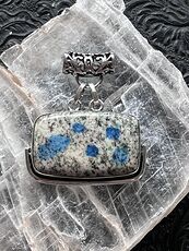 Rectangular K2 Azurite in Granite Stone Crystal Jewelry Pendant #SWyHOwEsxTs