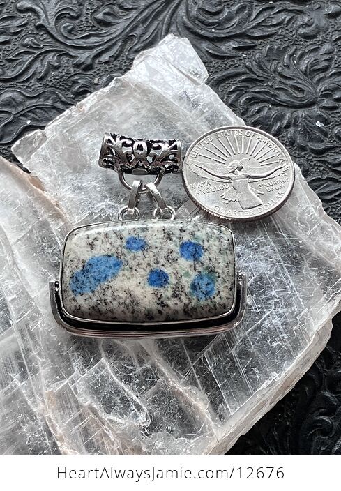 Rectangular K2 Azurite in Granite Stone Crystal Jewelry Pendant - #SWyHOwEsxTs-5