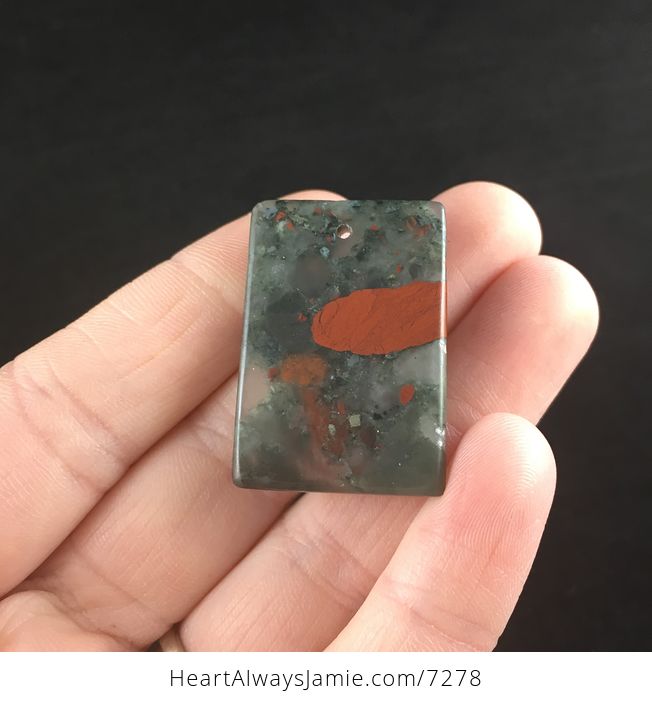 Rectangular Natural African Bloodstone Cherry Orchard Jasper Septinite Stone Jewelry Pendant - #1kebhwf1SyM-5
