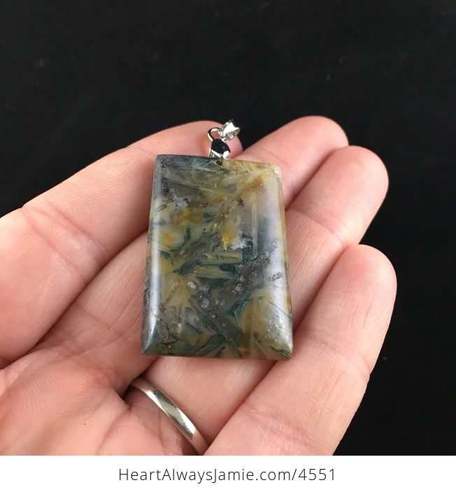 Rectangular Natural Bamboo Agate Stone Jewelry Pendant - #bhM2SMNTMjs-3
