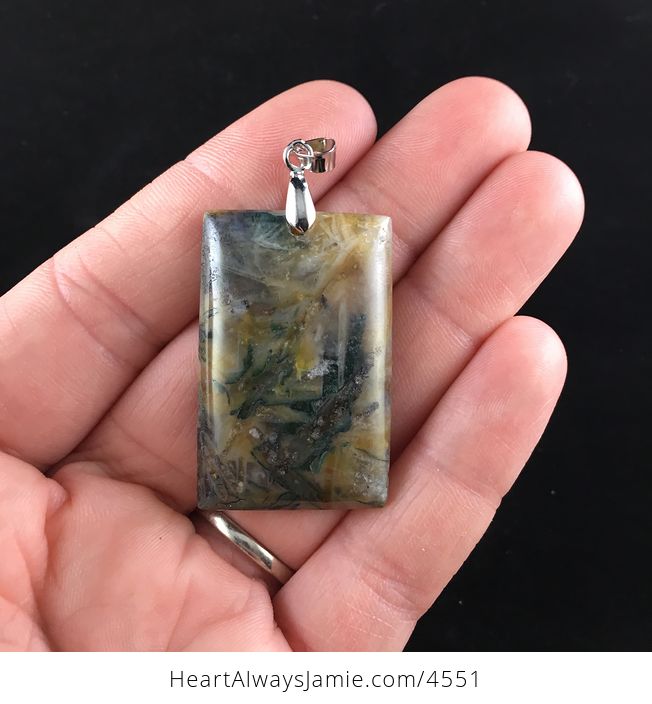Rectangular Natural Bamboo Agate Stone Jewelry Pendant - #bhM2SMNTMjs-1