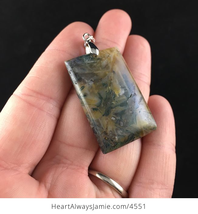 Rectangular Natural Bamboo Agate Stone Jewelry Pendant - #bhM2SMNTMjs-4