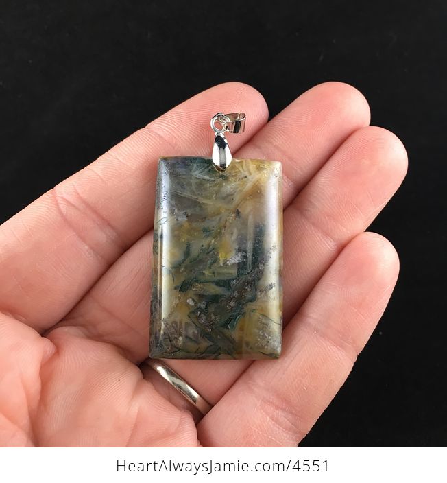 Rectangular Natural Bamboo Agate Stone Jewelry Pendant - #bhM2SMNTMjs-2