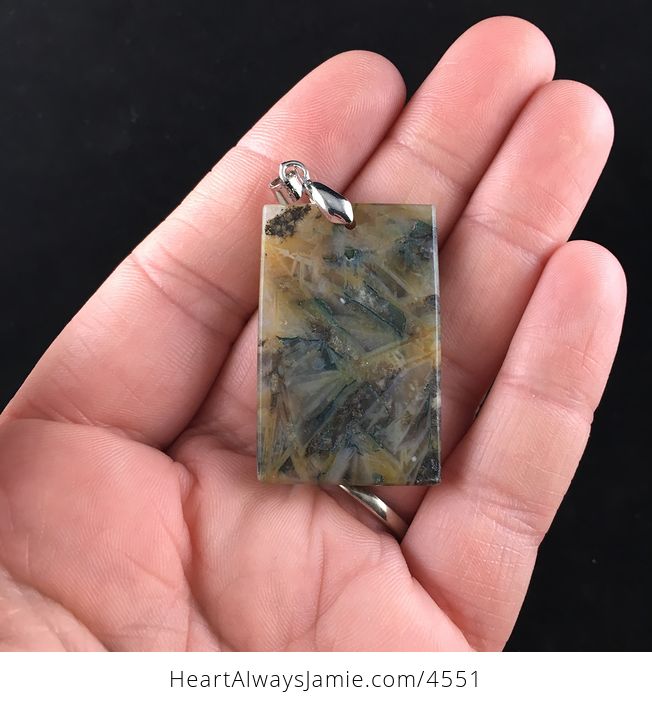 Rectangular Natural Bamboo Agate Stone Jewelry Pendant - #bhM2SMNTMjs-6
