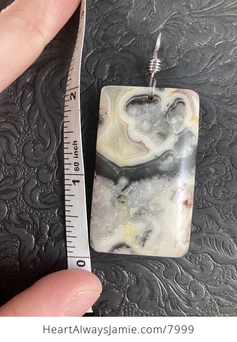 Rectangular Natural Gray Black and Yellow Crazy Lace Agate Stone Jewelry Pendant - #9ZCOMkL8wnI-5
