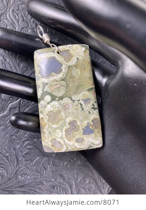 Rectangular Natural Green Jasper Stone Pendant Jewelry - #MBARVNfbpNw-2