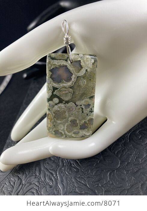 Rectangular Natural Green Jasper Stone Pendant Jewelry - #MBARVNfbpNw-7