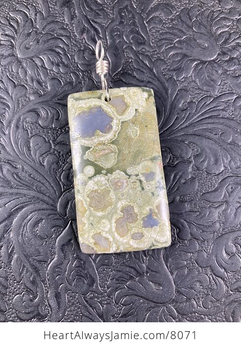 Rectangular Natural Green Jasper Stone Pendant Jewelry - #MBARVNfbpNw-3