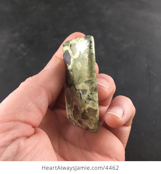 Rectangular Natural Green Kambala Jasper Stone Pendant Necklace Jewelry - #JUZigr3EVgQ-3
