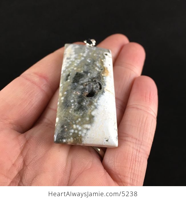 Rectangular Ocean Jasper Stone Jewelry Pendant - #8KRLFkBrvHI-2