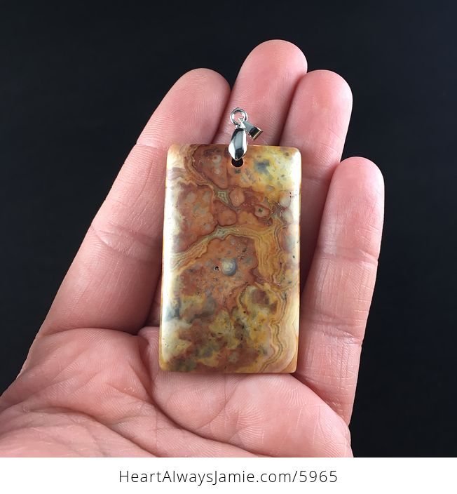 Rectangular Orange Crazy Lace Mexican Agate Stone Jewelry Pendant - #eh9wYzWFalU-1