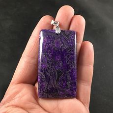 Rectangular Purple Crazy Lace Agate Stone Pendant #kTtSYMbL3xo