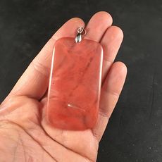Rectangular Semi Transparent Pink Cherry Quartz Stone Pendant Jewelry #YqjBImJFCpM