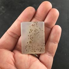 Rectangular Semi Transparent Speckled Natural Scenic Dendritic Agate Pendant Jewelry #l2sgilOwddE