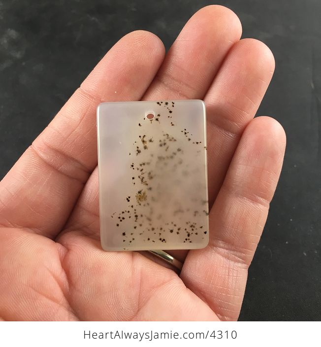 Rectangular Semi Transparent Speckled Natural Scenic Dendritic Agate Pendant Jewelry - #l2sgilOwddE-1