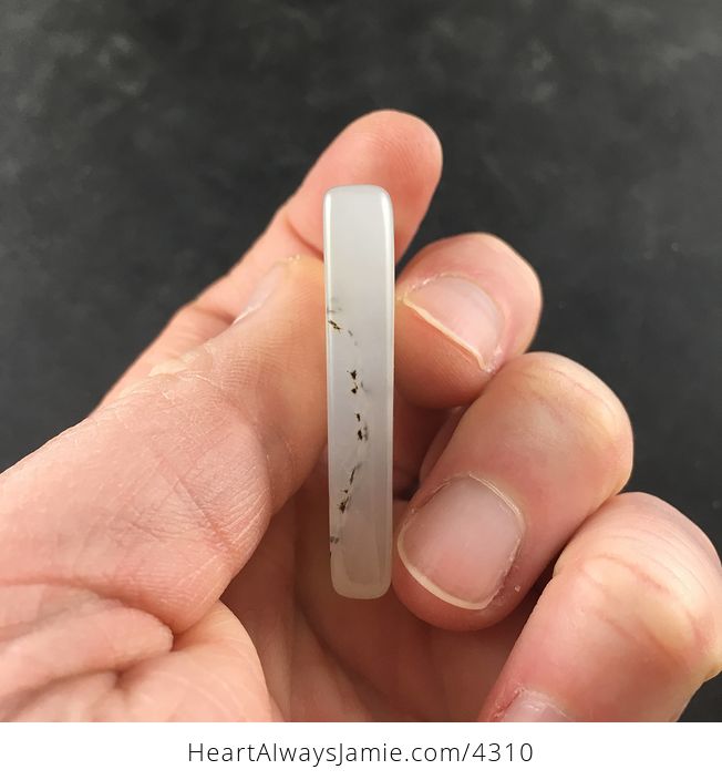 Rectangular Semi Transparent Speckled Natural Scenic Dendritic Agate Pendant Necklace Jewelry - #l2sgilOwddE-3