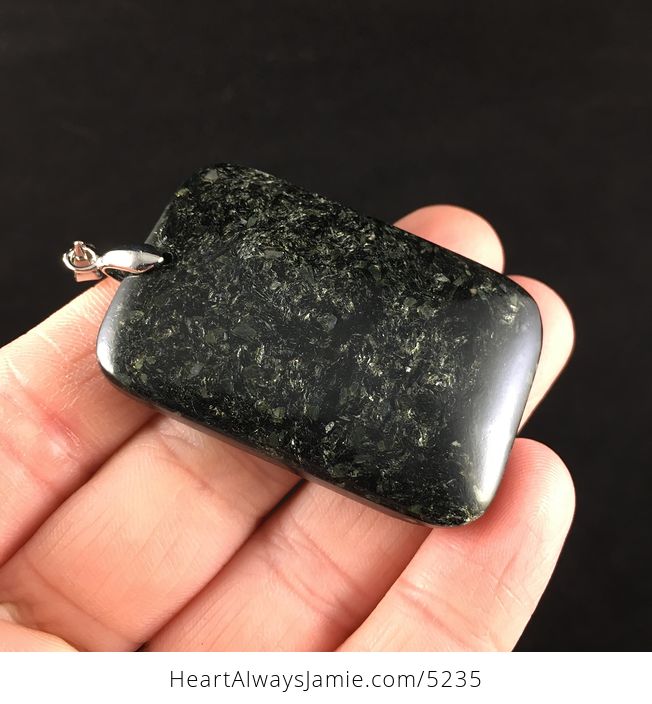 Rectangular Sparkly Black Jasper Stone Jewelry Pendant - #ING9ri5nGhE-4