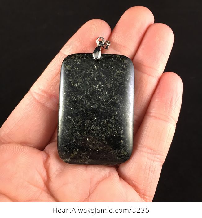 Rectangular Sparkly Black Jasper Stone Jewelry Pendant - #ING9ri5nGhE-1