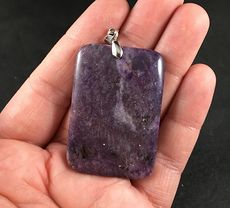 Rectangular Sparkly Purple Lepidolite Stone Pendant #CEijuicrooA