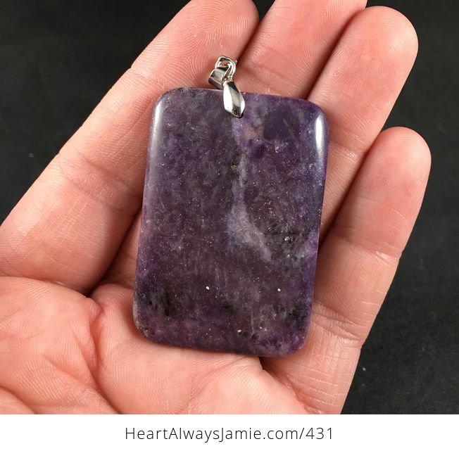 Rectangular Sparkly Purple Lepidolite Stone Pendant - #CEijuicrooA-1