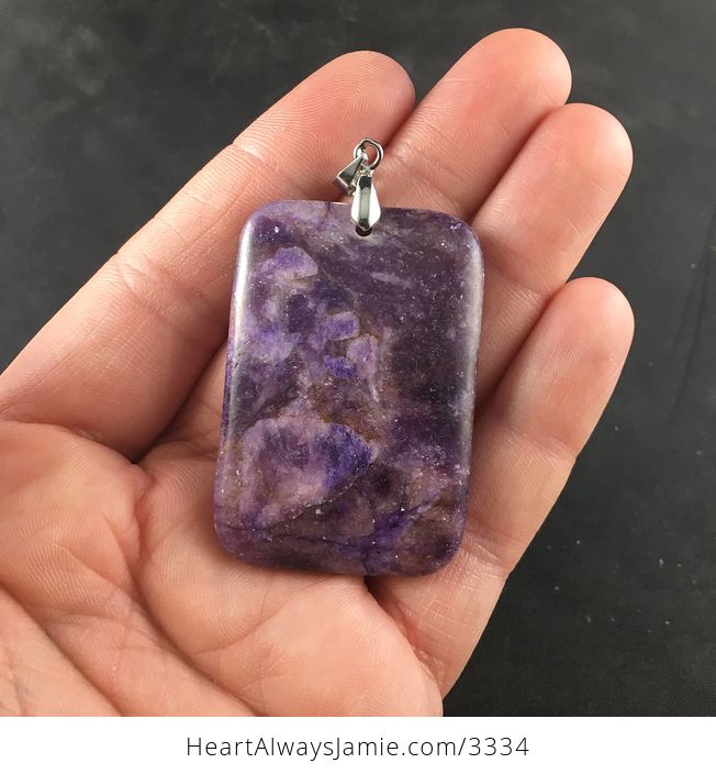 Rectangular Stunnnig Natural Purple Lepidolite Stone Pendant Jewelry - #ePwCBTxZvvk-1