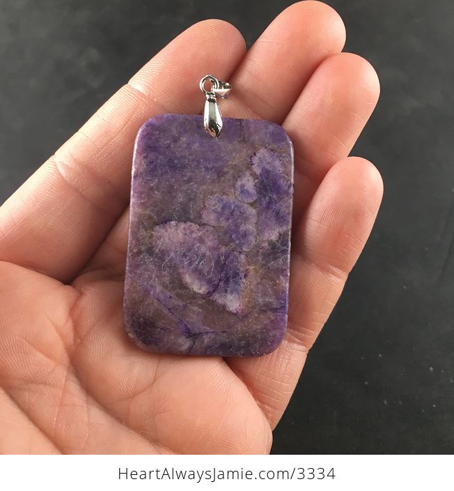 Rectangular Stunnnig Natural Purple Lepidolite Stone Pendant Necklace Jewelry - #ePwCBTxZvvk-5
