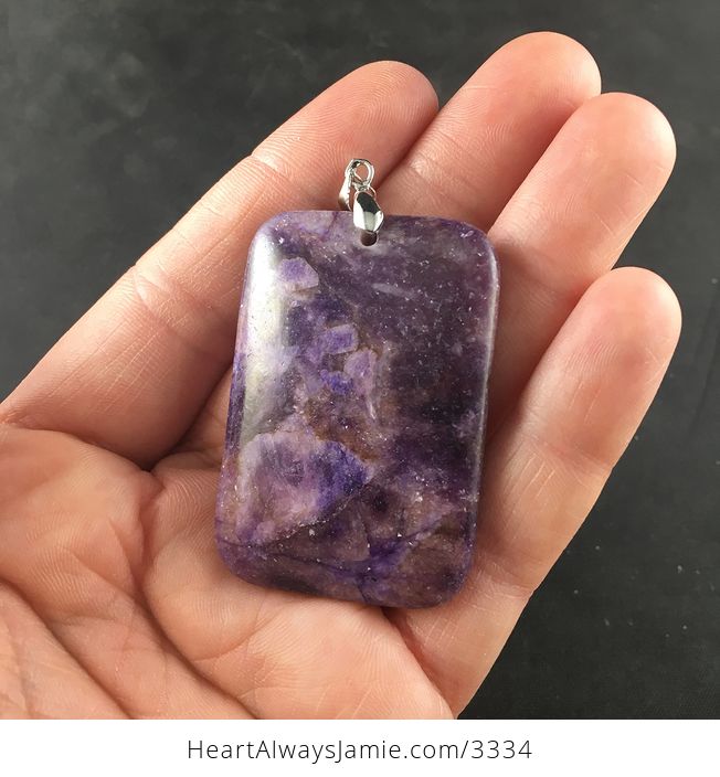 Rectangular Stunnnig Natural Purple Lepidolite Stone Pendant Necklace Jewelry - #ePwCBTxZvvk-3