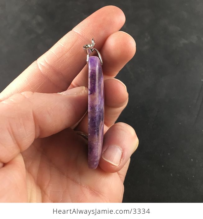 Rectangular Stunnnig Natural Purple Lepidolite Stone Pendant Necklace Jewelry - #ePwCBTxZvvk-4