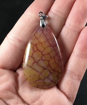 Red and Orange Dragon Veins Agate Stone Pendant #5dW3ps4JsuE
