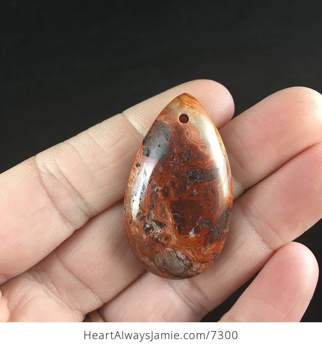 Red and Orange Mexican Crazy Lace Agate Stone Jewelry Pendant - #ovsPnn7h4hw-1