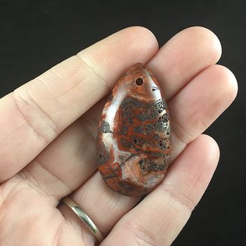 Red and Orange Natural Mexican Crazy Lace Agate Stone Jewelry Pendant #Qk5OGtEIr7s