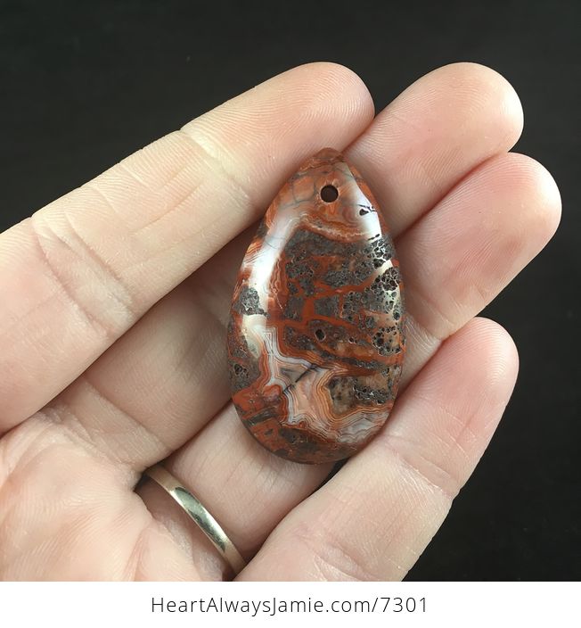 Red and Orange Natural Mexican Crazy Lace Agate Stone Jewelry Pendant - #Qk5OGtEIr7s-1