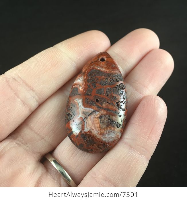 Red and Orange Natural Mexican Crazy Lace Agate Stone Jewelry Pendant - #Qk5OGtEIr7s-2
