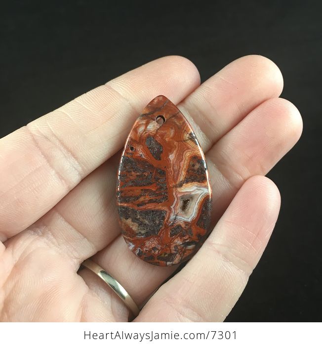 Red and Orange Natural Mexican Crazy Lace Agate Stone Jewelry Pendant - #Qk5OGtEIr7s-5