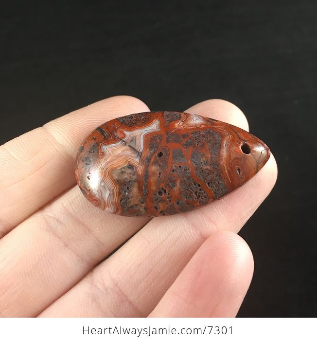 Red and Orange Natural Mexican Crazy Lace Agate Stone Jewelry Pendant - #Qk5OGtEIr7s-3