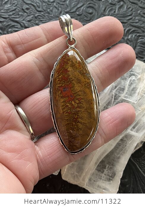 Red and Orange Yellow Moroccan Seam Agate Stone Jewelry Crystal Pendant - #GZ6C6zLvauE-2