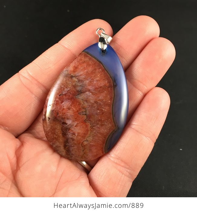 Red and Purple Druzy Stone Agate Pendant - #tQTM3oZppfE-1