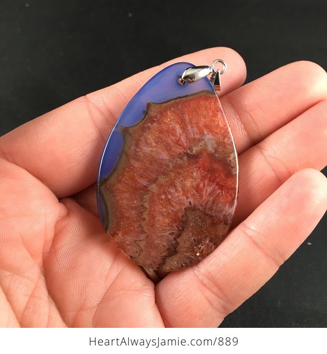Red and Purple Druzy Stone Agate Pendant Necklace - #tQTM3oZppfE-2
