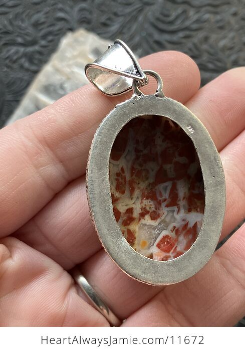 Red and White Brecciated Jasper with Pyrite Stone Jewelry Crystal Pendant - #L63wR91TZ9c-5